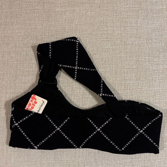 Free People x Devon Windsor Melissa Bikini Top Black FP Beach Size Large NWT - Picture 11 of 13